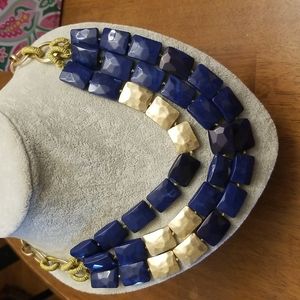 Beautiful golden and navy beaded necklace
